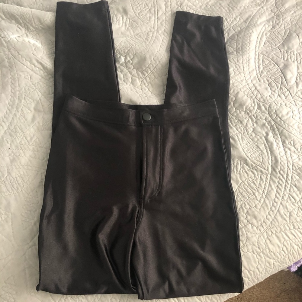 American Apparel Black Faux Leather High-Waist Leggings - Picture 4 of 7